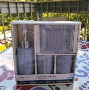 beautiful blue ceramic counter set